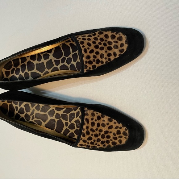 Martinez Valero Black and Tan Animal Print Loafers Size 8 - Picture 2 of 9